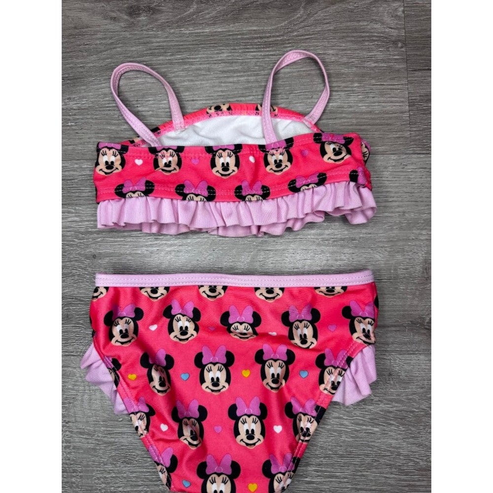 Minnie Mouse Ruffle Bikini Swimsuit 2 Piece Pink Hearts Baby Girl 12M - Picture 3 of 3